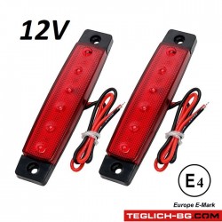 Диоден габарит с 6 LED диода - 12V червен Диоден габарит с 6 LED диода - 12V червен