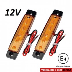 Диоден габарит с 6 LED диода - 12V жълт Диоден габарит с 6 LED диода - 12V жълт