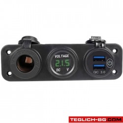 Волтметър с 2 USB порта, гнездо и кабел - 1632