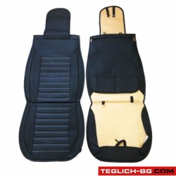Комплект кожени универсални калъфи за седалки 2бр/к-т - Черно с черно