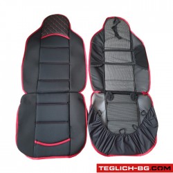 Комплект универсални калъфи за седалки на МПС - 2бр/к-т - черно с червено