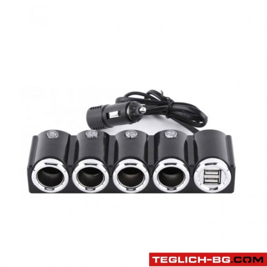 Разклонител за запалка 4-ка + 2 USB 1504