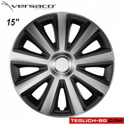 Тасове за джанти 15'' Versaco Carbon Aviator - Silver / Black Тасове за джанти 15'' Versaco Carbon Aviator - Silver / Black