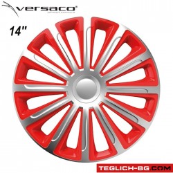 Тасове за джанти 14'' Versaco Trend Silver / Red Тасове за джанти 14'' Versaco Trend Silver / Red