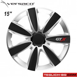 Тасове за джанти 15'' Versaco Carbon GTX - Black / Silver Тасове за джанти 15'' Versaco Carbon GTX - Black / Silver