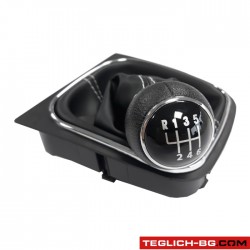 Топка за скоростен лост с маншон подходяща за VW Golf V / VI 03-12 с 6 скорости - бял конец Топка за скоростен лост с маншон подходяща за VW Golf V / VI 03-12 с 6 скорости - бял конец