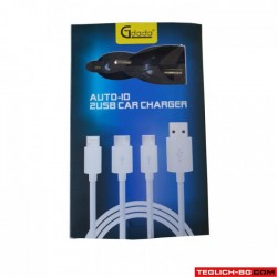 Универсално USB зарядно за кола с два порта и USB кабел 3 в 1 2011 Универсално USB зарядно за кола с два порта и USB кабел 3 в 1 2011