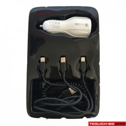 Универсално USB зарядно за кола с два порта и USB кабел 3 в 1 2011 Универсално USB зарядно за кола с два порта и USB кабел 3 в 1 2011
