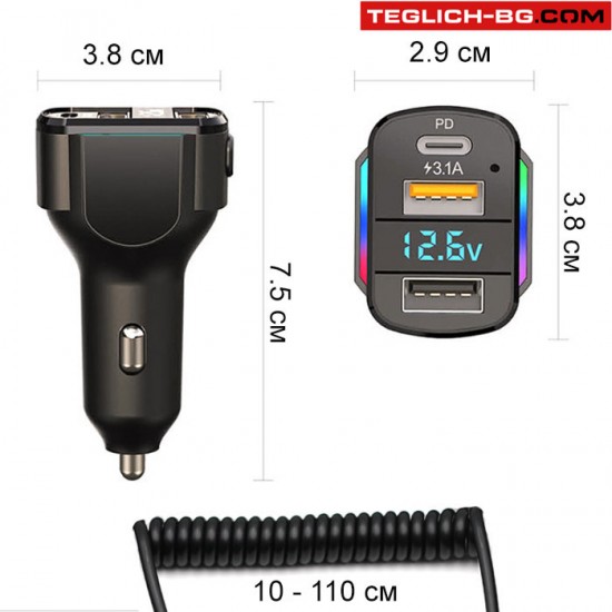 Бързо зарядно К4 с 2 USB порта и кабел